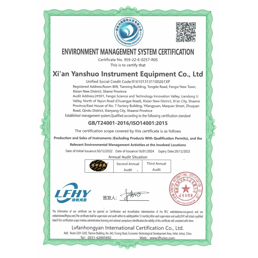Environmental Management System Certification Certificate
